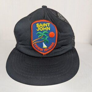 St John Patch Snapback Hat Virgin Island Islands Mesh Trucker Cap Vtg Vintage